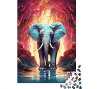 Art Éléphant des Cavernes Puzzle 1000 Pièces Carton Épais Adulte Animal Fantastique Activité Créative Cadeau Anniversaire Puzzle Design Qualité Supérieure 52x38cm/1000pcs