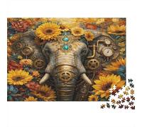 Art éléphant Steampunk 1000 Pièces Carton Épais Puzzle Premium Collecteurs Décompression Défiant Décoration Murale Idée Cadeau 38x26cm/1000pcs