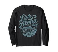 Art en Direct d'Aloha Shaka Surf Wave Hibiscus Hawaii Diamondhead Manche Longue