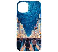 Art en Forme de Tourbillon de la traversée Nocturne de Tokyo Coque pour iPhone 15 Plus