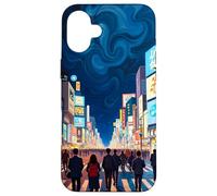 Art en Forme de Tourbillon de la traversée Nocturne de Tokyo Coque pour iPhone 16 Plus