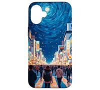 Art en Forme de Tourbillon de la traversée Nocturne de Tokyo Coque pour iPhone 16 Plus