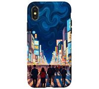 Art en Forme de Tourbillon de la traversée Nocturne de Tokyo Coque pour iPhone X/XS