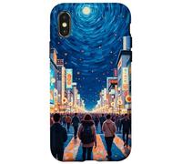 Art en Forme de Tourbillon de la traversée Nocturne de Tokyo Coque pour iPhone X/XS