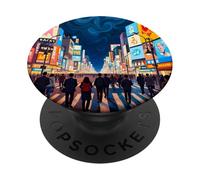 Art en Forme de Tourbillon de la traversée Nocturne de Tokyo PopSockets PopGrip Adhésif