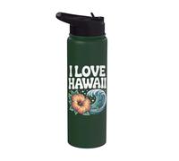 Art en forme de vague d'hibiscus tropical d'Hawaï Stainless Steel Insulated Water Bottle