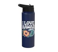 Art en forme de vague d'hibiscus tropical d'Hawaï Stainless Steel Insulated Water Bottle