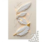 Art en Relief de Plume Blanche Puzzle pour Adultes Puzzle 1000 Pièces Jeu de Puzzle 1000 Pièces Papier Détente Cadeau Décor Maison 52x38cm/1000pcs