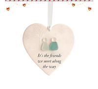 Art en verre de mer - Céramique en forme de cœur et de cœur, décorations suspendues pour femme, sœur, meilleure amie, compagne de chambre, Noël, mariage, anniversaire, anniversaire