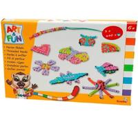 Art et Fun - Lot de 640 perles - 3 pendentifs en métal - Boîte de rangement - Cordon de 16 m - Instructions pour 9 figurines - À partir de 6 ans