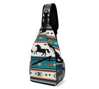 Art Ethnique Amérindien Du Sud-Ouest Représentant Un Cheval, Attrape-Rêves Homme Femme Sac De Poitrine Portable Sac À Bandoulière Antivol Crossbody Bag Pour Voyage Business Sport