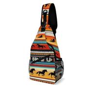 Art Ethnique Amérindien Du Sud-Ouest Représentant Un Cheval, Attrape-Rêves Unisexe Sling Bag Portable Crossbody Bag Bandoulière Réglable Sacoche Bandouliere Pour Business Randonnée Camping
