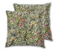 Art Fan-Design Housse de coussin William Morris Golden Lily Vintage Floral Lot de 2 housses de coussin carrées pour canapé, chaise, canapé, chambre à coucher