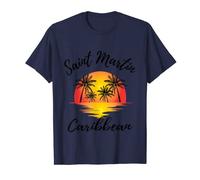 Art fantaisie amusant St. Martin des îles Caraïbes Coucher de soleil coloré T-Shirt