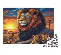 Art fantaisiste du Roi Lion Puzzle 1000 Pièces Carton Robuste pour Collectionneurs, Défi Ultra-Difficile, Jeu De Fête, Meilleur Cadeau pour Passionnés Sérieux De Puzzles 52x38cm/1000pcs