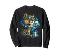 Art Fantastique de Cougar Sauvage au Clair de Lune avec Lion de Montagne Sweatshirt