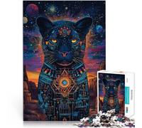 Art Fantastique de la Panthère Noire Puzzle 1000 pièces pour Adolescents Jouets de Jeu Décoration d'intérieur et Cadeaux Uniques 38x26cm