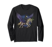 Art fantastique Zombie de Plague Doctor chevauchant une licorne volante Manche Longue