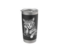 Art félin de style esquisse de chat contemplatif Gobelet isotherme en acier inoxydable double paroi