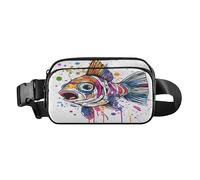 Art Fish Sac banane tendance pour homme et femme Sac à bandoulière imperméable avec sangle réglable pour le shopping, le sport, le travail, Poisson d'art, 1 size