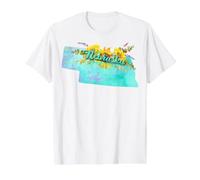 Art Floral Aquarelle de l'État du Nebraska T-Shirt Graphique avec Valeur