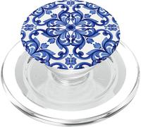 Art Floral Baroque Italien Bleu PopSockets PopGrip pour MagSafe