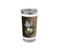 Art floral botanique violet lilas blanc Gobelet isotherme en acier inoxydable double paroi