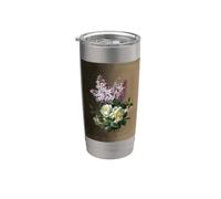 Art floral botanique violet lilas blanc Gobelet isotherme en acier inoxydable double paroi