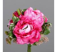 ART FLORAL-Bouquet de pivoines rose vif artificielles - 20 cm
