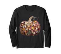 Art Floral Citrouille Automne bohème Automne Thanksgiving Femmes Filles Manche Longue