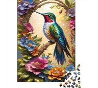 Art Floral de Colibri Puzzle 1000 Pièces Adultes Animaux Puzzles 1000 Pièce Jeu Éducatif Décor À La Maison 38x26cm/1000pcs