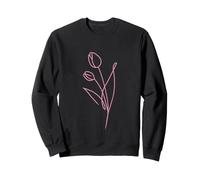 Art Floral Minimaliste Tulipe Rose Sweatshirt