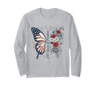 Art Floral Papillon Patriote pour 250 Ans de Liberté Manche Longue