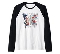Art Floral Papillon Patriote pour 250 Ans de Liberté Manche Raglan