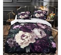 Art Floral Parure de Lit Imprimé en 3D Microfibre Ultra Douce Léger Résumé botanique Housse de Couette Fermeture Éclair Super Douce Hypoallergique for Garçons Filles King（220x240cm）