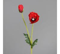 ART FLORAL-Pavot artificielle 1 fleur et 1 bouton rouge - 62 cm