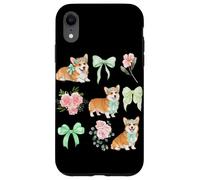 Art Floral pour Chien Coquette Corgi Toile Vintage Nœud Coque pour iPhone XR