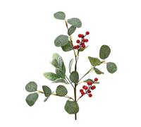 ART FLORAL-Tige artificielle eucalyptus baies rouges coloris rouge - 50 x 10 x 3 cm