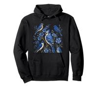 Art Floral Vintage geai Bleu Oiseaux Observation des Oiseaux Sweat à Capuche