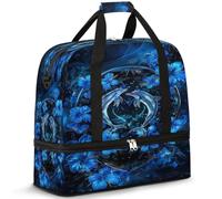 Art Flower Dolphins Sac de voyage pour homme et femme Sac de week-end pliable séparé 47 L Sac fourre-tout pour le sport, la gym, le yoga, couleur, 47 L, Organiseur de sac