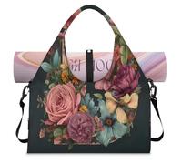 Art Flower Letter B Sac de sport avec compartiment à chaussures Sac de week-end Sac fourre-tout pour salle de sport, yoga, voyage, couleur, L, Sac de voyage