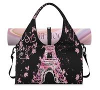Art Flower Tower Eiffel Sac de sport pour femme et homme Sac de week-end avec compartiment à chaussures Sac fourre-tout à bandoulière pour yoga, gym, voyage, couleur, L, Organiseur de sac