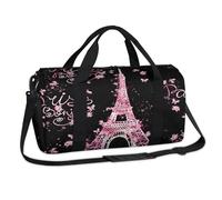 Art Flower Tower Eiffel Sac de sport sac de week-end décontracté fourre-tout voyage gym bagage pour enfants filles garçons femmes hommes