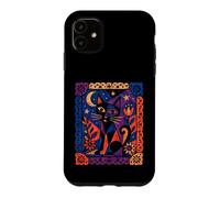 Art Folklorique géométrique Chat Lune Amoureux des Chats œuvres d'art Coque pour iPhone 11