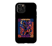 Art Folklorique géométrique Chat Lune Amoureux des Chats œuvres d'art Coque pour iPhone 11 Pro