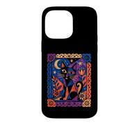 Art Folklorique géométrique Chat Lune Amoureux des Chats œuvres d'art Coque pour iPhone 14 Pro Max