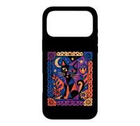 Art Folklorique géométrique Chat Lune Amoureux des Chats œuvres d'art Coque pour iPhone 17 Pro Max