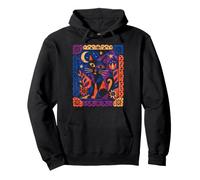 Art Folklorique géométrique Chat Lune Amoureux des Chats œuvres d'art Sweat à Capuche