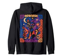 Art Folklorique géométrique Chat Lune Amoureux des Chats œuvres d'art Sweat à Capuche