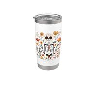 Art folklorique scandinave Halloween Squelette Cottagecore Nature Gobelet isotherme en acier inoxydable double paroi